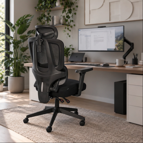 Chaise de bureau ergonomique Elvo Confort dans un bureau à domicile moderne et lumineux
